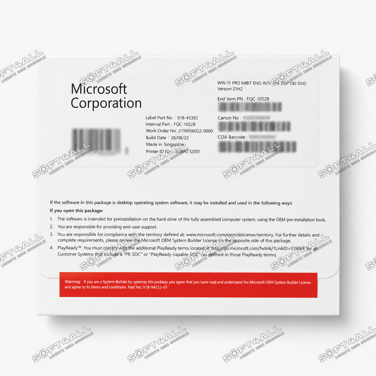 MICROSOFT Windows 11 Pro, 64 bit, Engleza, OEM